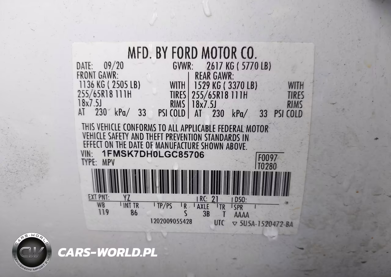 2020 Ford Explorer Xlt VIN:1FMSK7DH0LGC85706 - 9
