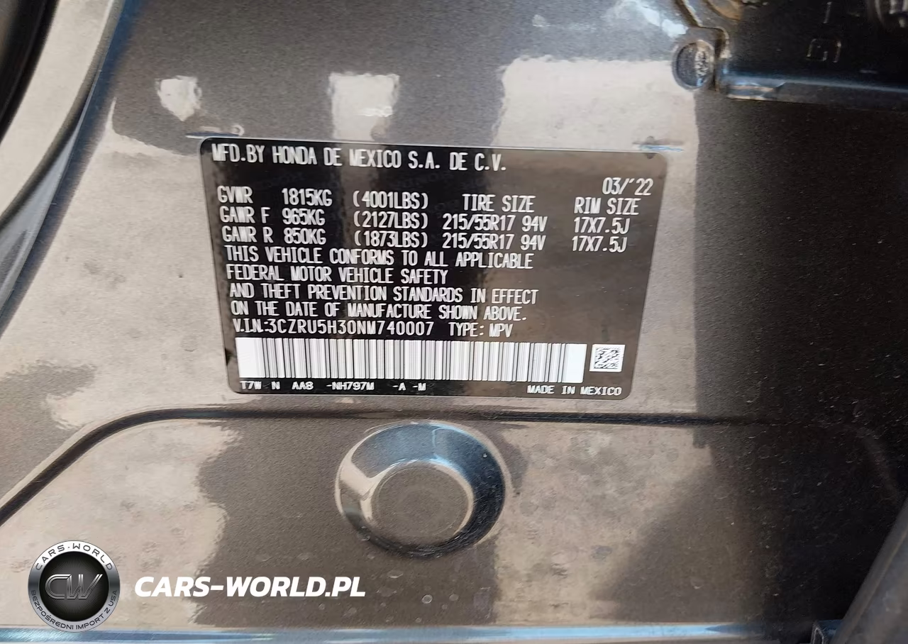 2022 Honda Hr-V 2Wd Lx VIN:3CZRU5H30NM740007 - 9