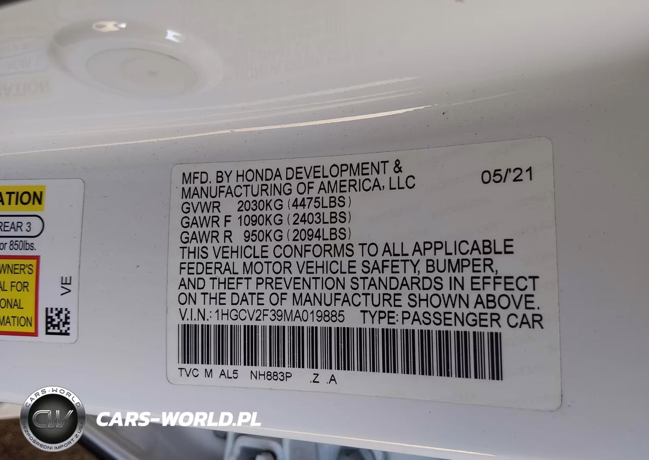 2021 Honda Accord Sport 2.0T VIN:1HGCV2F39MA019885 - 9