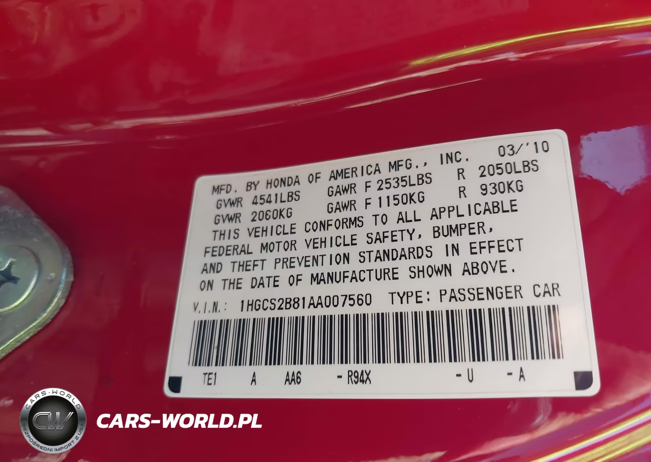 2010 Honda Accord 3.5 Ex-L VIN:1HGCS2B81AA007560 - 9