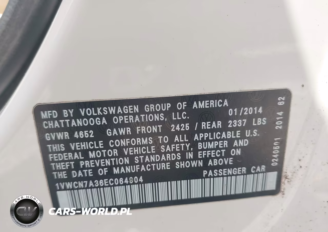 2014 Volkswagen Passat 2.0L Tdi Sel Premium VIN:1VWCN7A36EC064904 - 9
