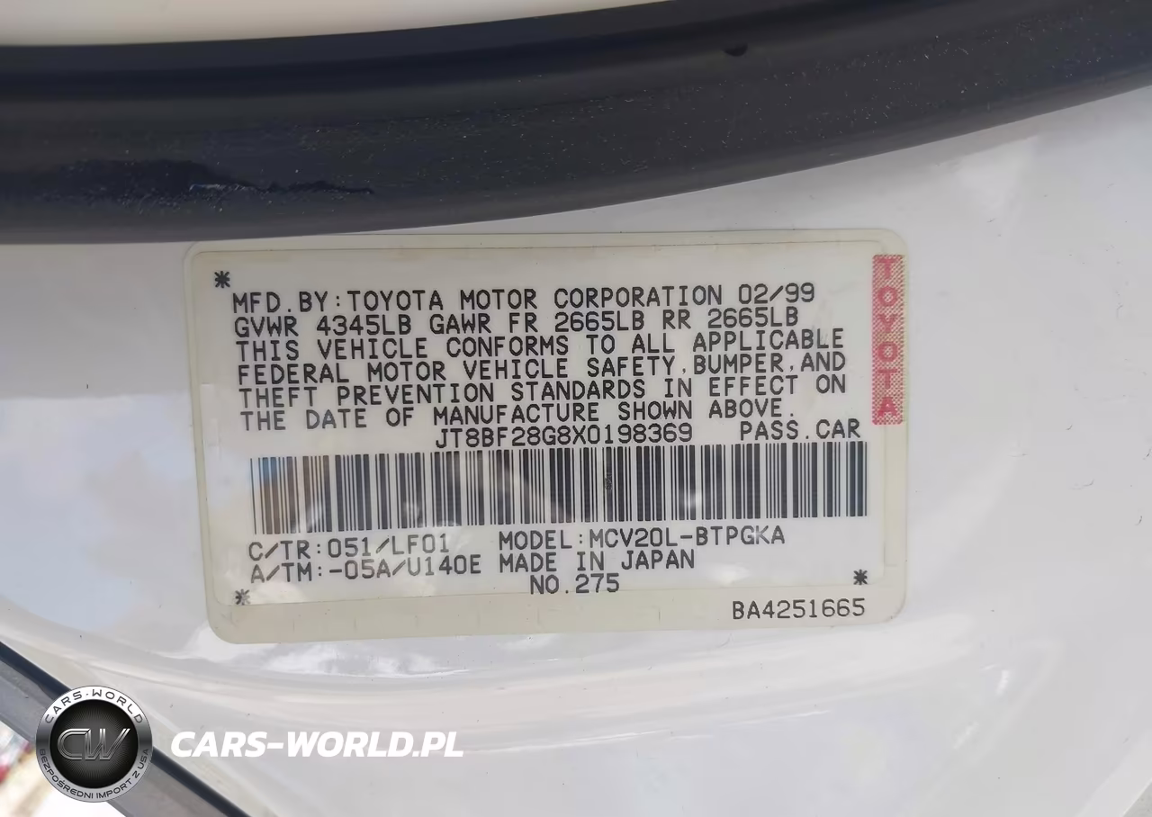 1999 Lexus Es 300 VIN:JT8BF28G8X0198369 - 9