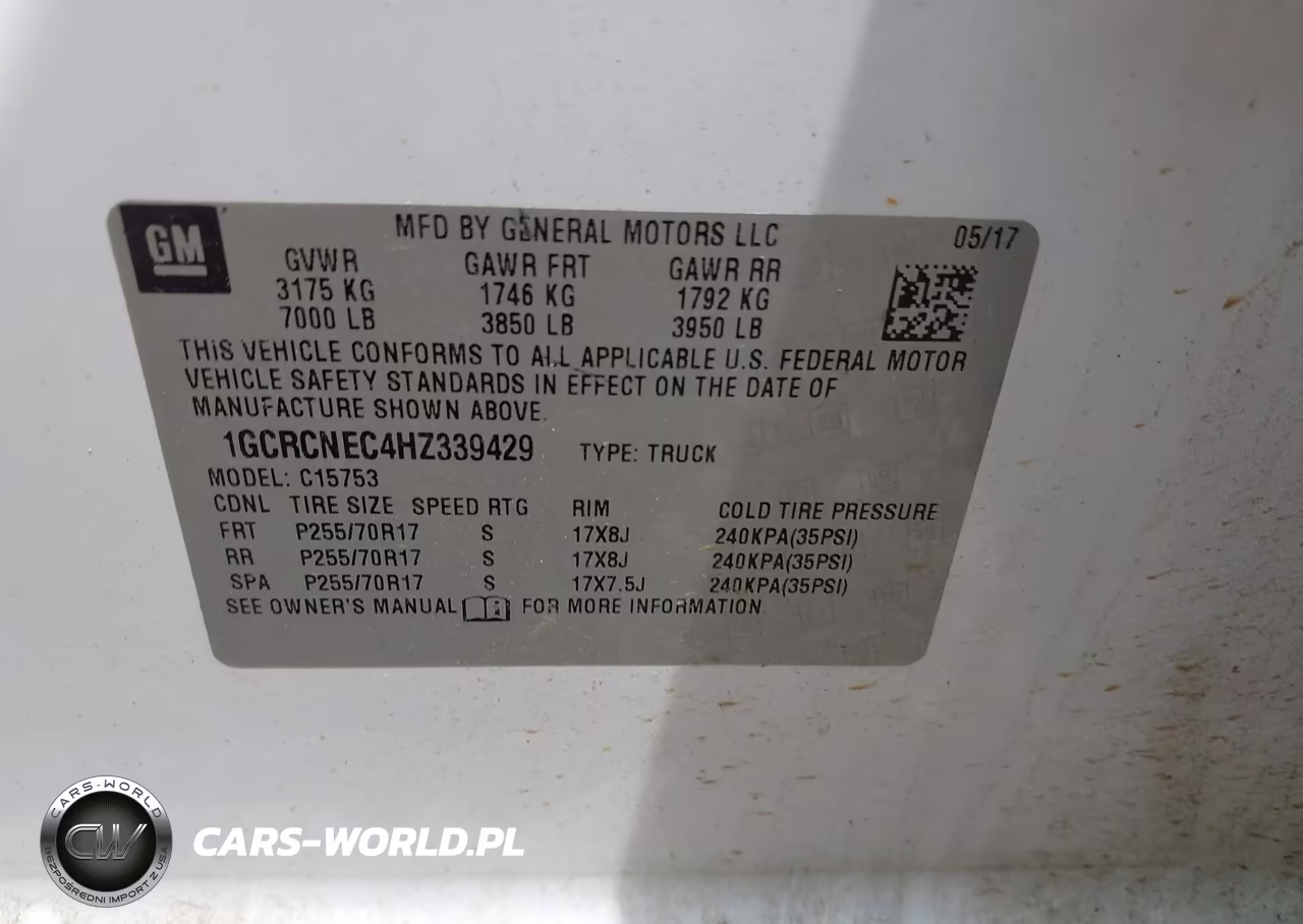 2017 Chevrolet Silverado 1500 Wt VIN:1GCRCNEC4HZ339429 - 9