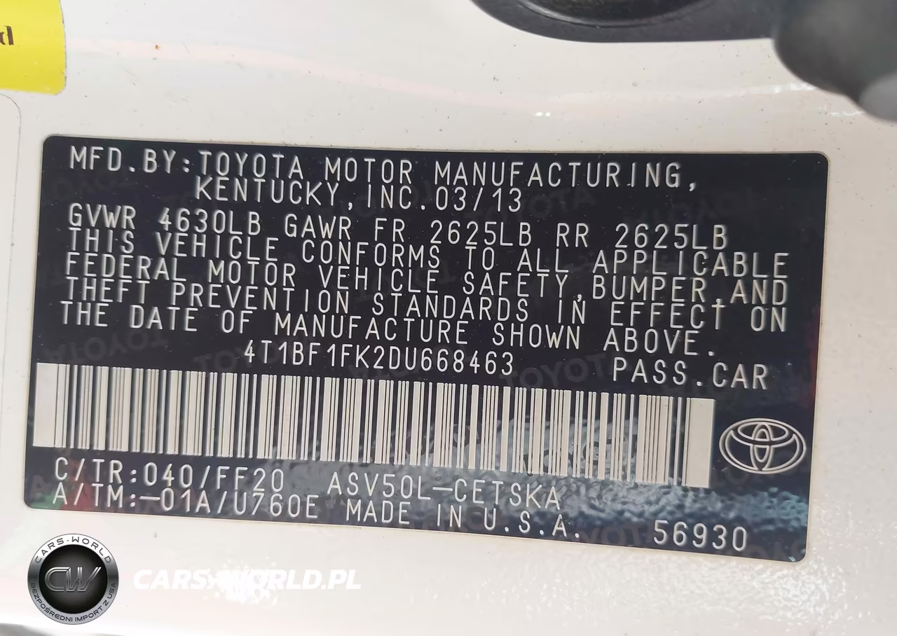 2013 Toyota Camry Se VIN:4T1BF1FK2DU668463 - 9