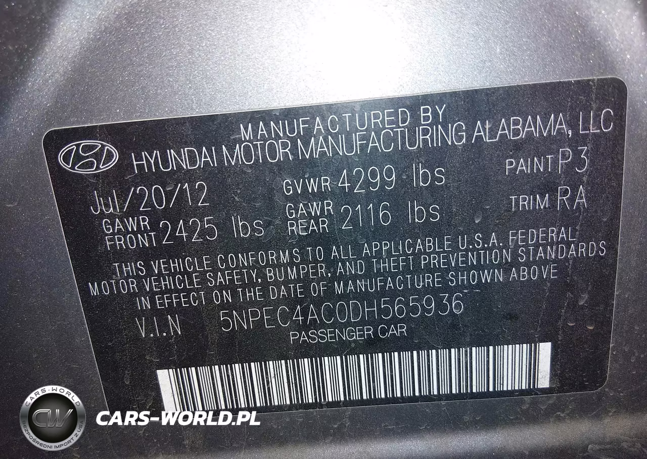 2013 Hyundai Sonata Se VIN:5NPEC4AC0DH565936 - 9