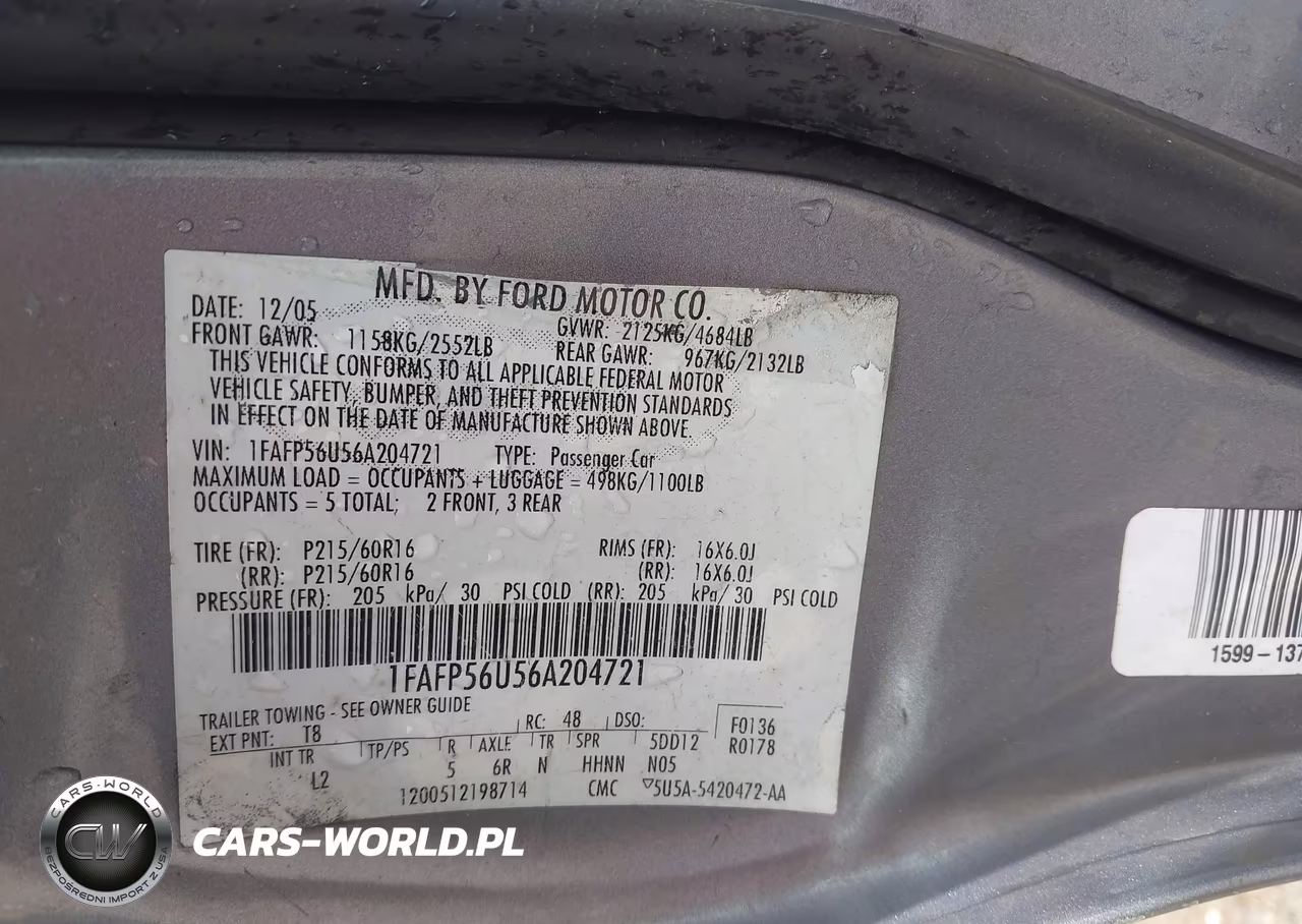 2006 Ford Taurus Sel VIN:1FAFP56U56A204721 - 9