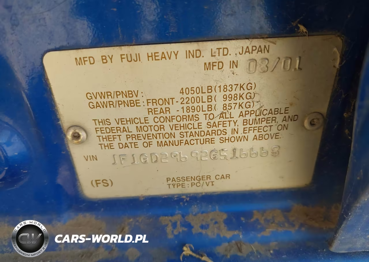 2002 Subaru Impreza Wrx VIN:JF1GD29692G516668 - 9