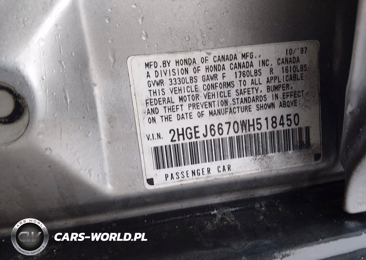 1998 Honda Civic Lx VIN:2HGEJ6670WH518450 - 9