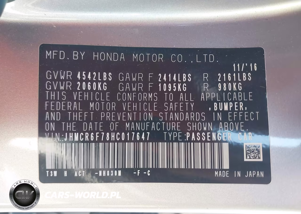 2017 Honda Accord Hybrid Touring VIN:JHMCR6F78HC017647 - 9