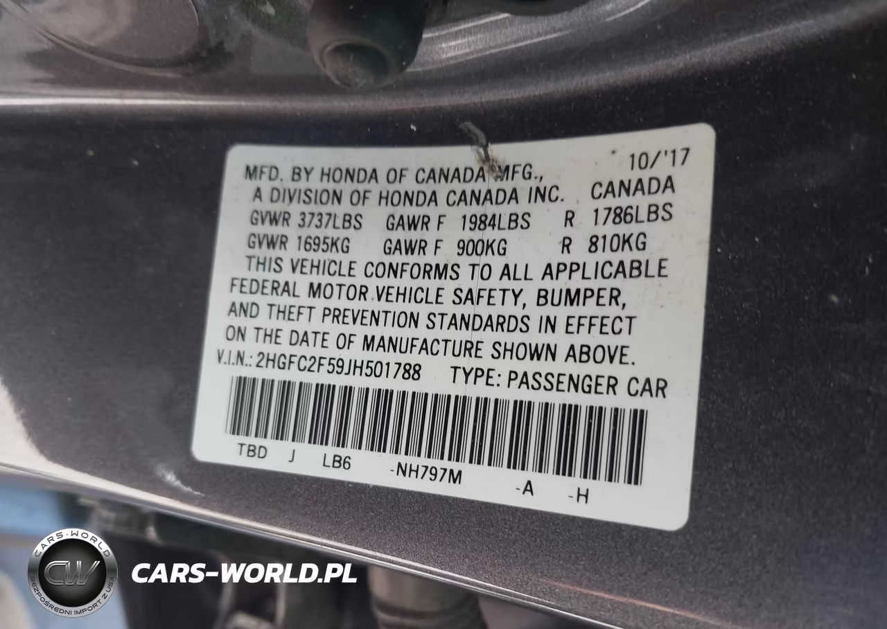 2018 Honda Civic Lx VIN:2HGFC2F59JH501788 - 9