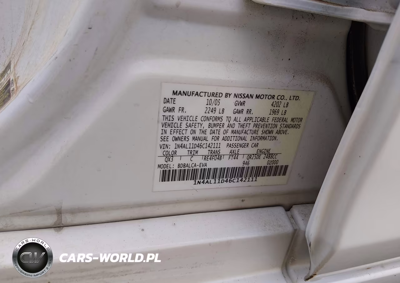 2006 Nissan Altima 2.5 S VIN:1N4AL11D46C142111 - 9