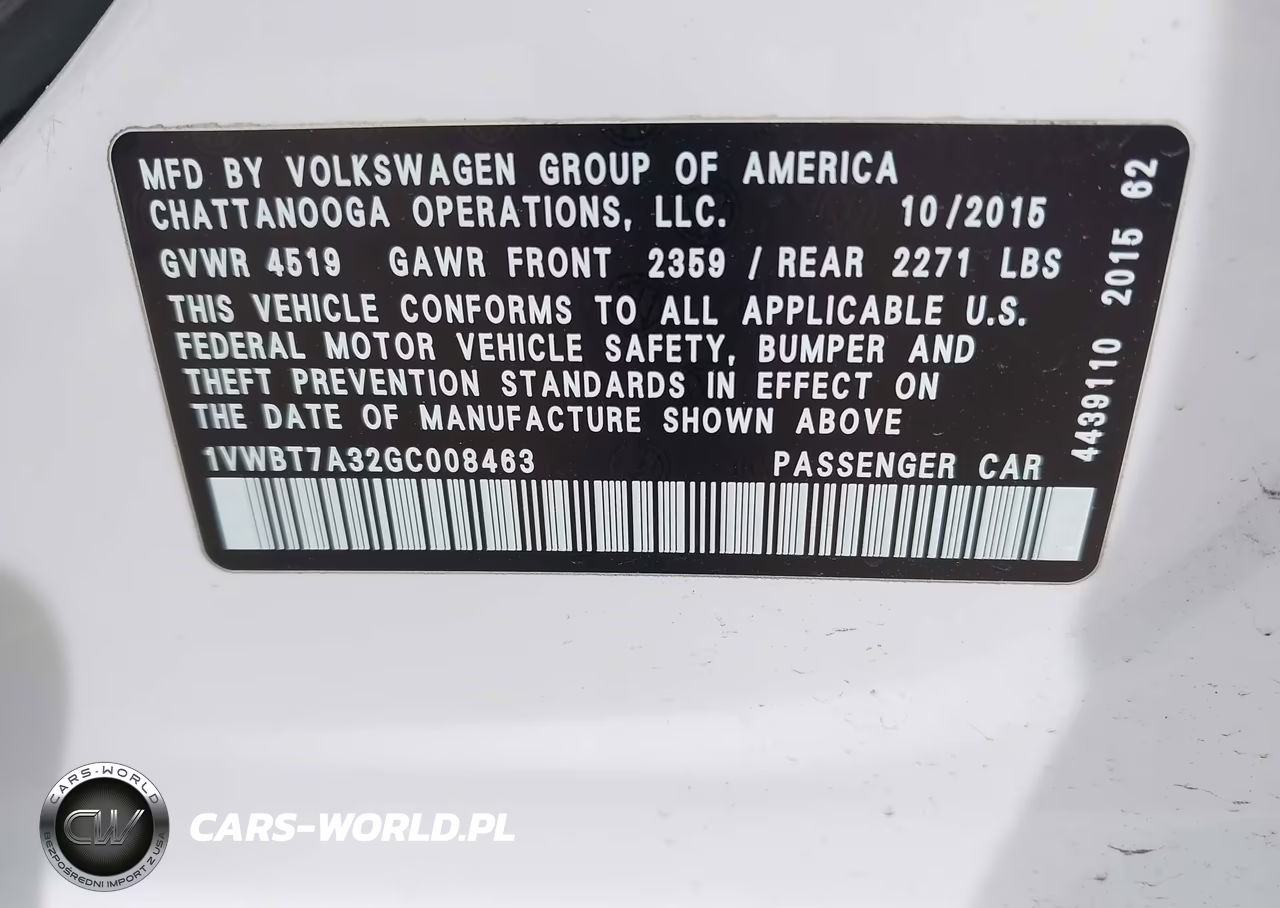 2016 Volkswagen Passat 1.8T Se VIN:1VWBT7A32GC008463 - 9
