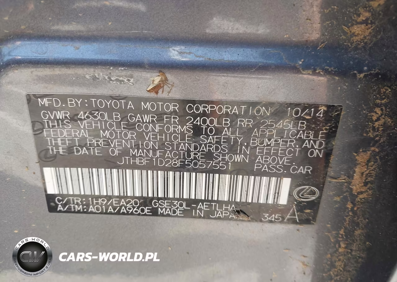 2015 Lexus Is 250 VIN:JTHBF1D28F5057551 - 9