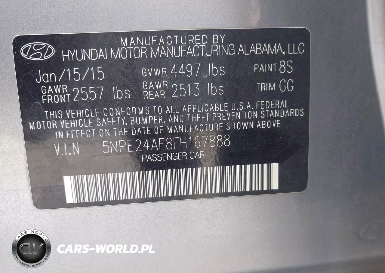 2015 Hyundai Sonata Se VIN:5NPE24AF8FH167888 - 9