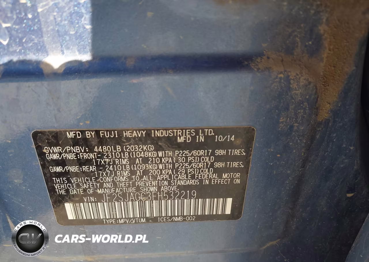 2015 Subaru Forester 2.5I Premium VIN:JF2SJAGC3FH532219 - 9