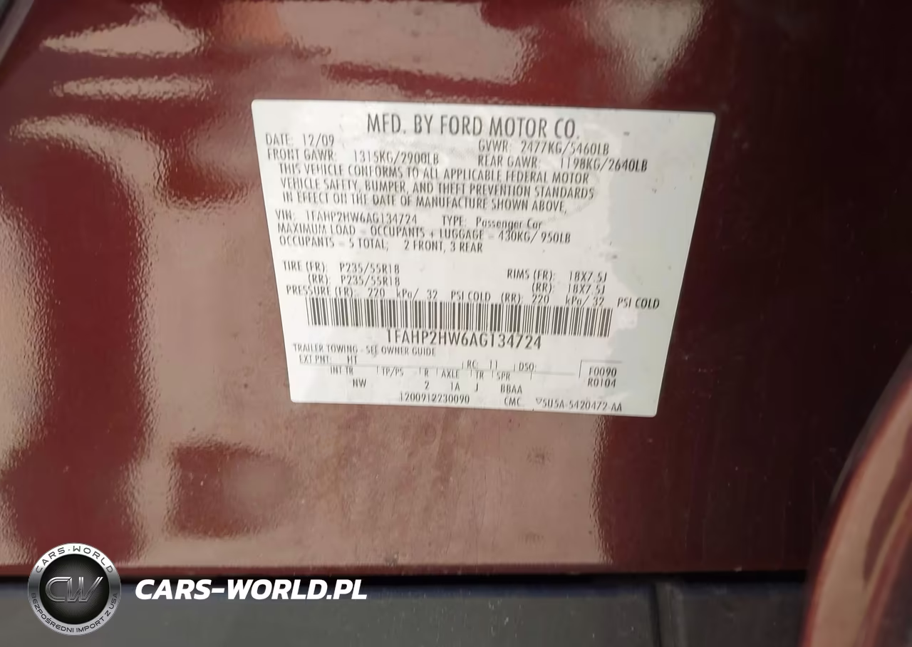 2010 Ford Taurus Sel VIN:1FAHP2HW6AG134724 - 9