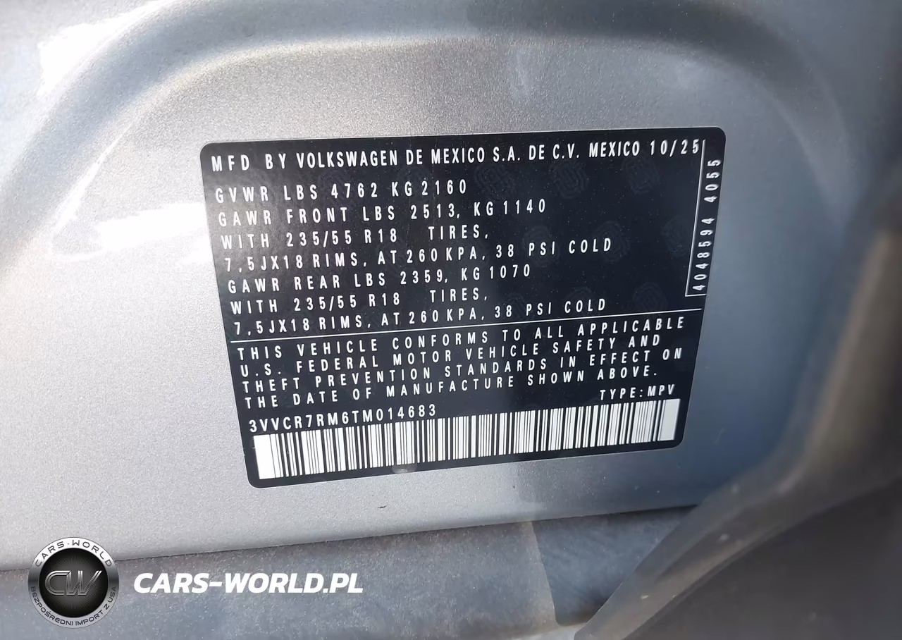 2026 Volkswagen Tiguan S VIN:3VVCR7RM6TM014683 - 9