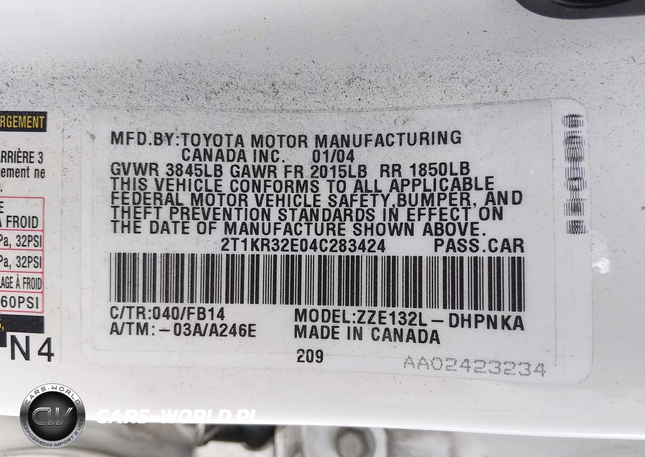 2004 Toyota Matrix Xr VIN:2T1KR32E04C283424 - 9
