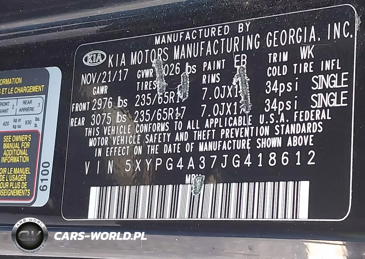 2018 Kia Sorento 2.4L L VIN:5XYPG4A37JG418612 - 9