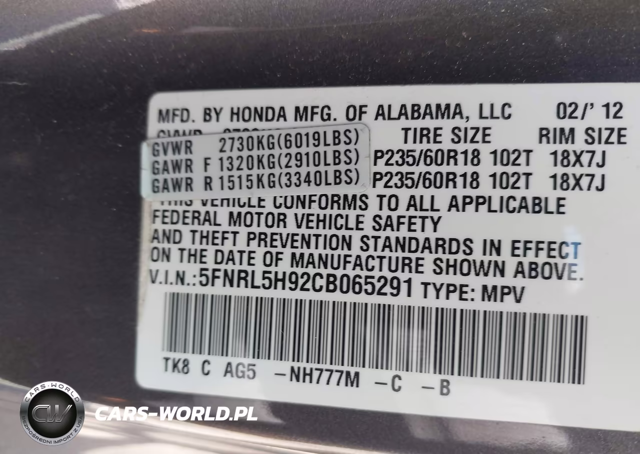 2012 Honda Odyssey Touring-Touring Elite VIN:5FNRL5H92CB065291 - 9