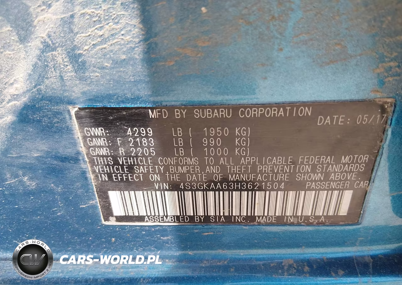 2017 Subaru Impreza 2.0I VIN:4S3GKAA63H3621504 - 9