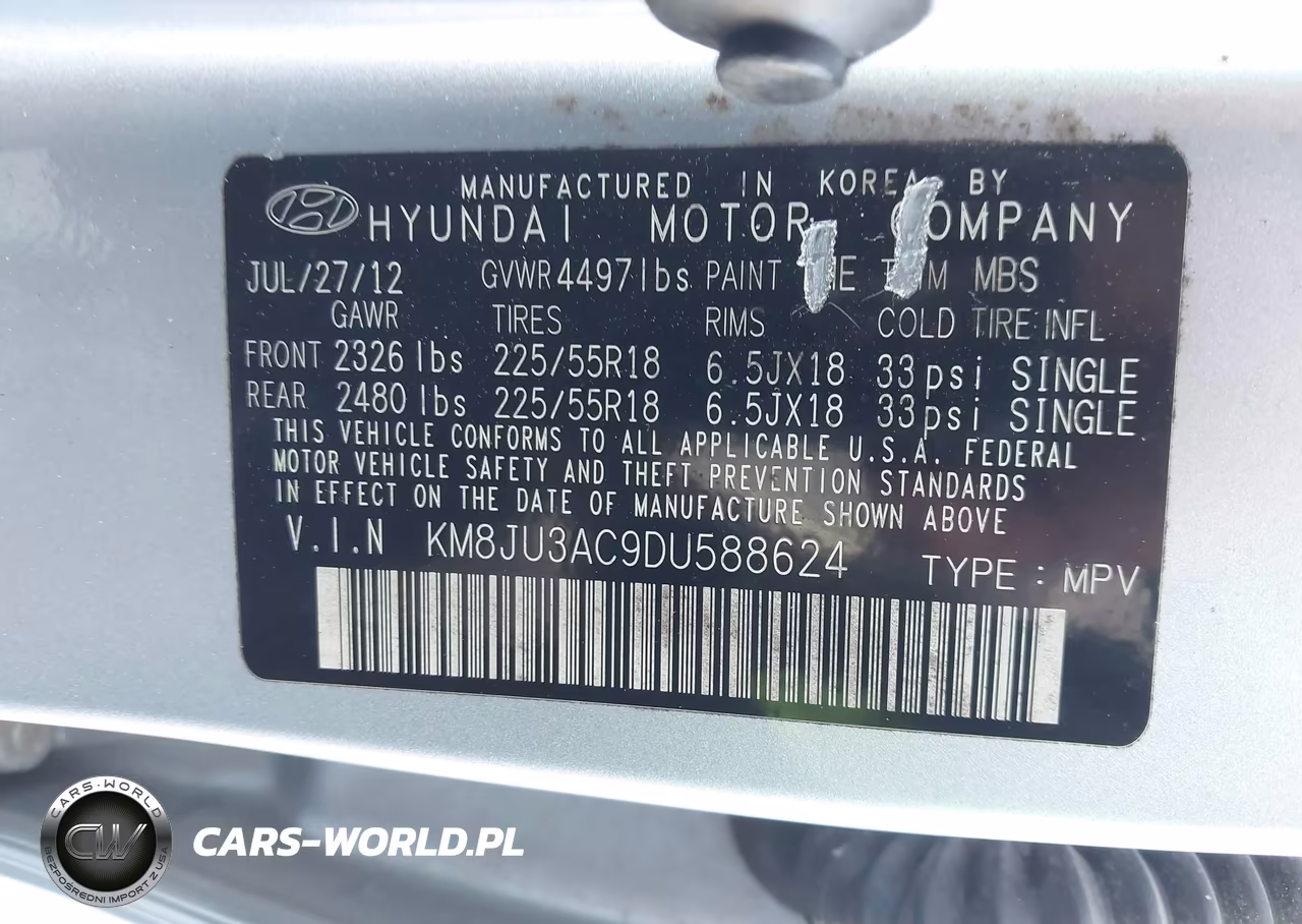 2013 Hyundai Tucson Limited VIN:KM8JU3AC9DU588624 - 9
