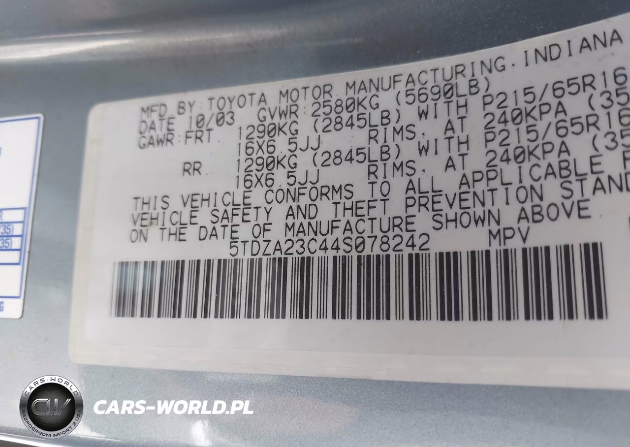 2004 Toyota Sienna Le VIN:5TDZA23C44S078242 - 9