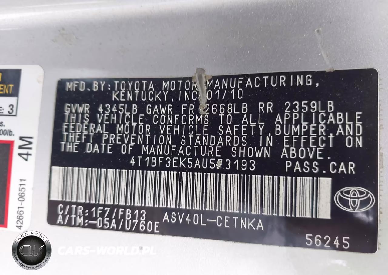 2010 Toyota Camry Le VIN:4T1BF3EK5AU573193 - 9