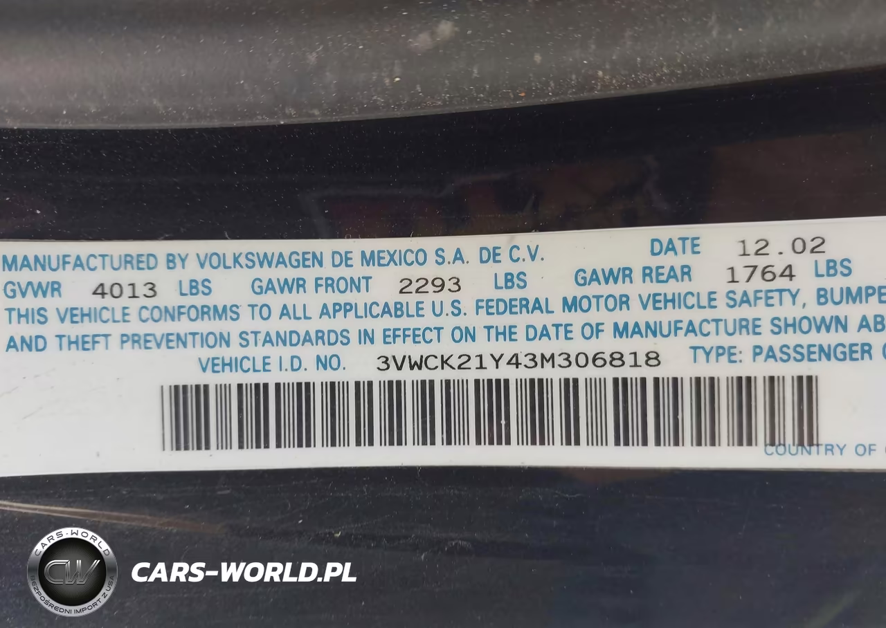 2003 Volkswagen New Beetle Gls VIN:3VWCK21Y43M306818 - 9
