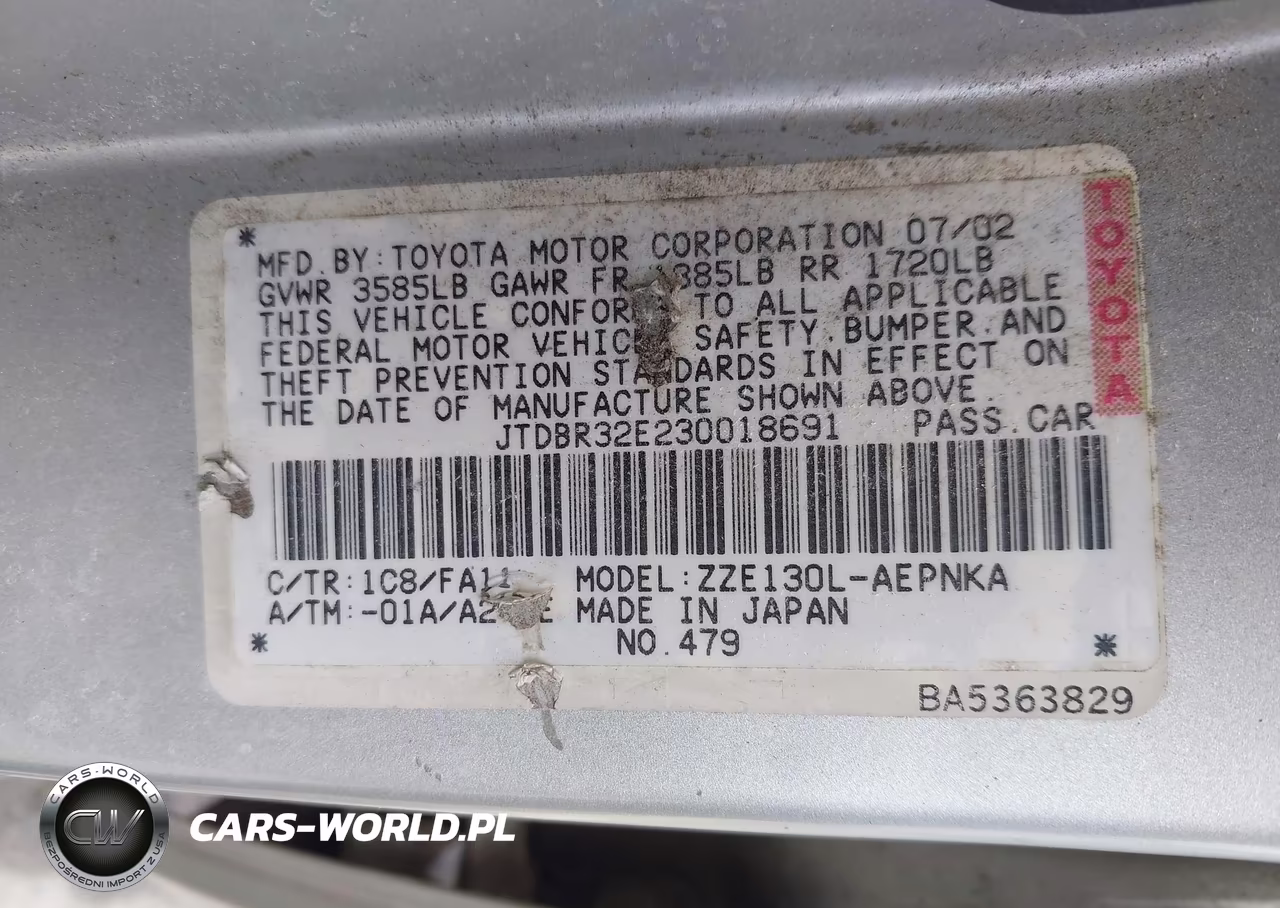 2003 Toyota Corolla Le VIN:JTDBR32E230018691 - 9