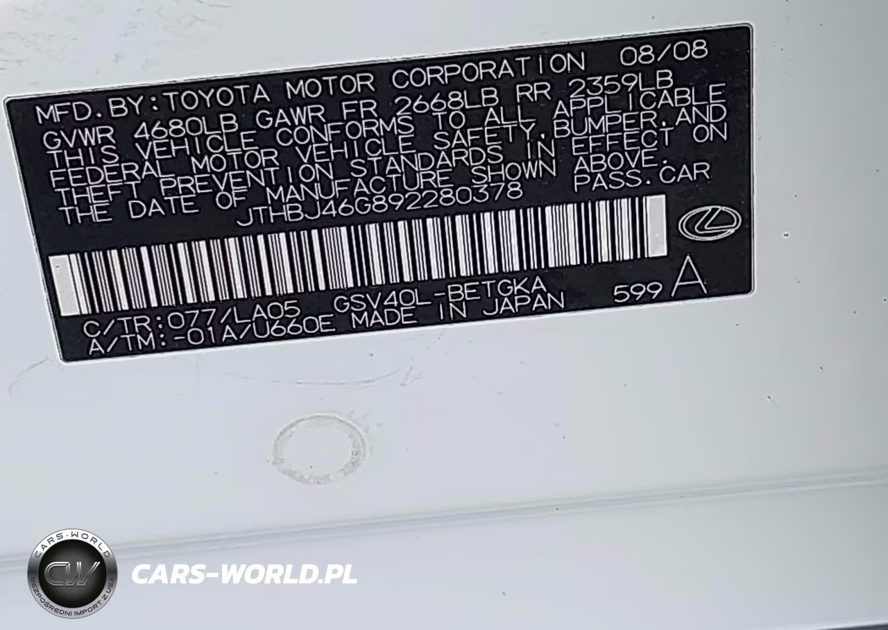 2009 Lexus Es 350 VIN:JTHBJ46G892280378 - 9