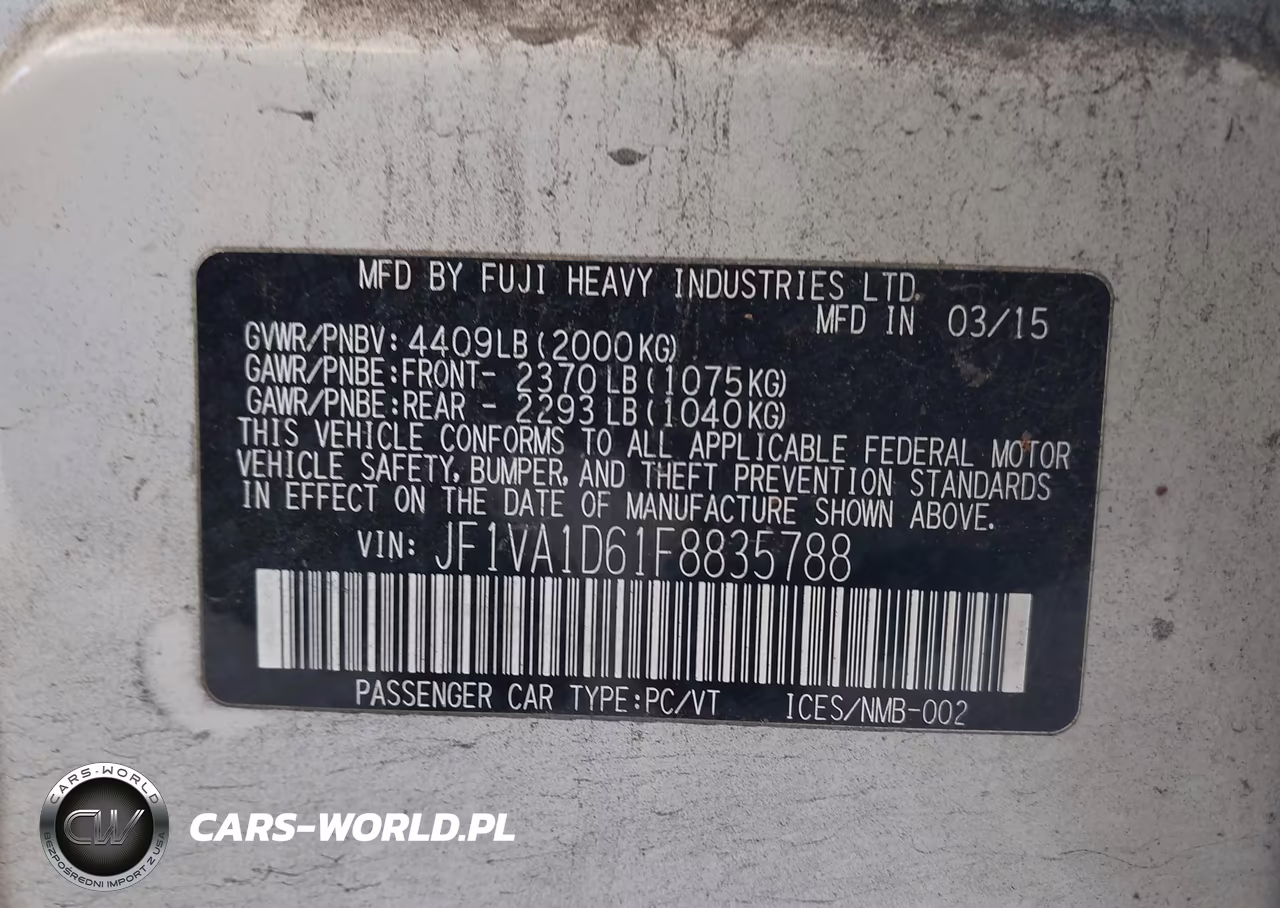 2015 Subaru Wrx Premium VIN:JF1VA1D61F8835788 - 9