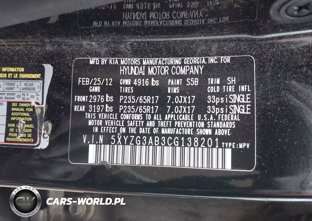 2012 Hyundai Santa Fe Gls VIN:5XYZG3AB3CG138201 - 9
