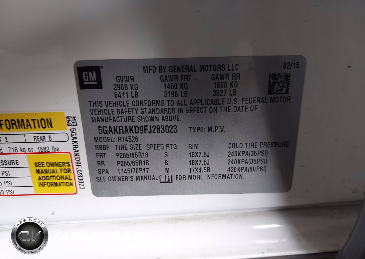 2015 Buick Enclave Convenience VIN:5GAKRAKD9FJ283023 - 9