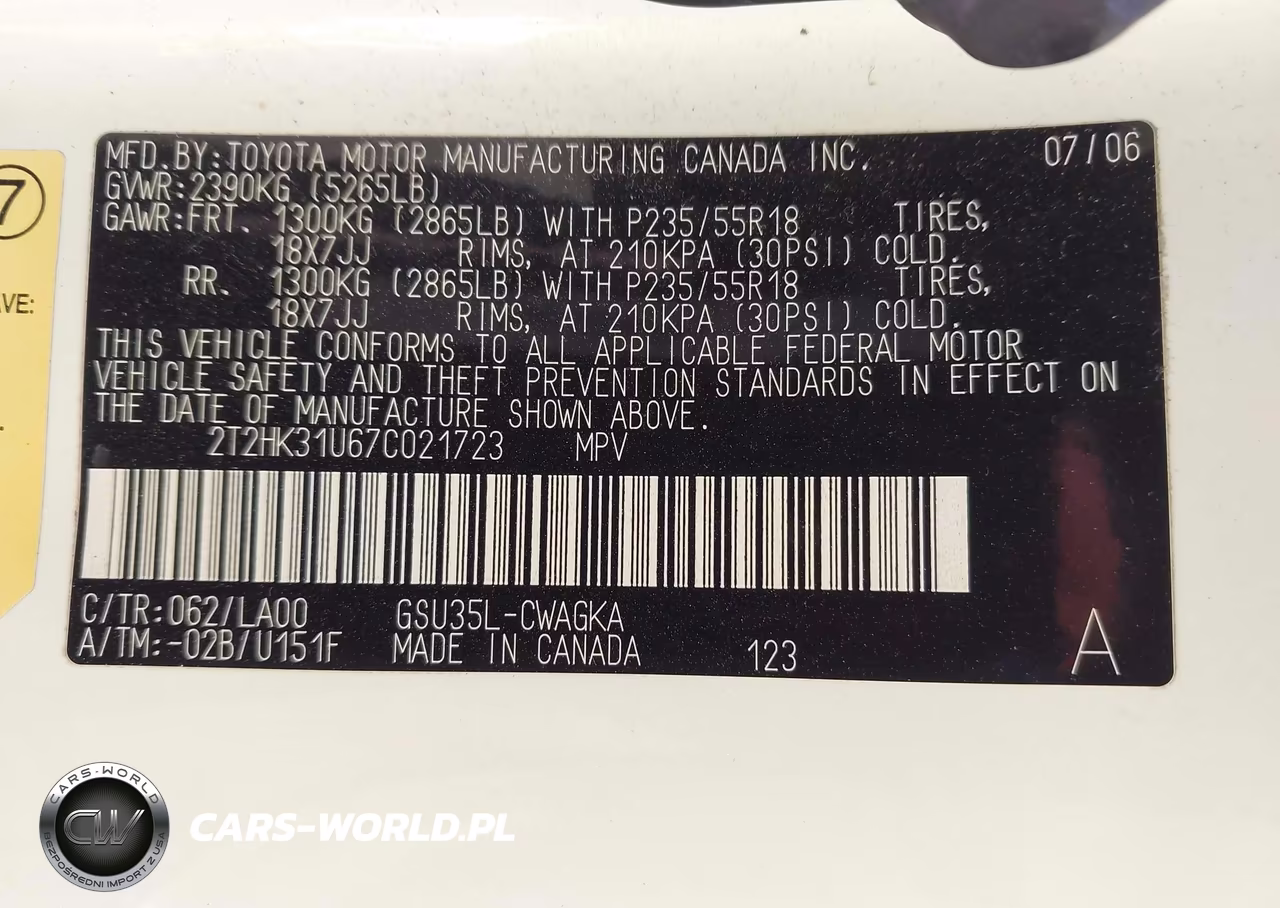 2007 Lexus Rx 350 VIN:2T2HK31U67C021723 - 9