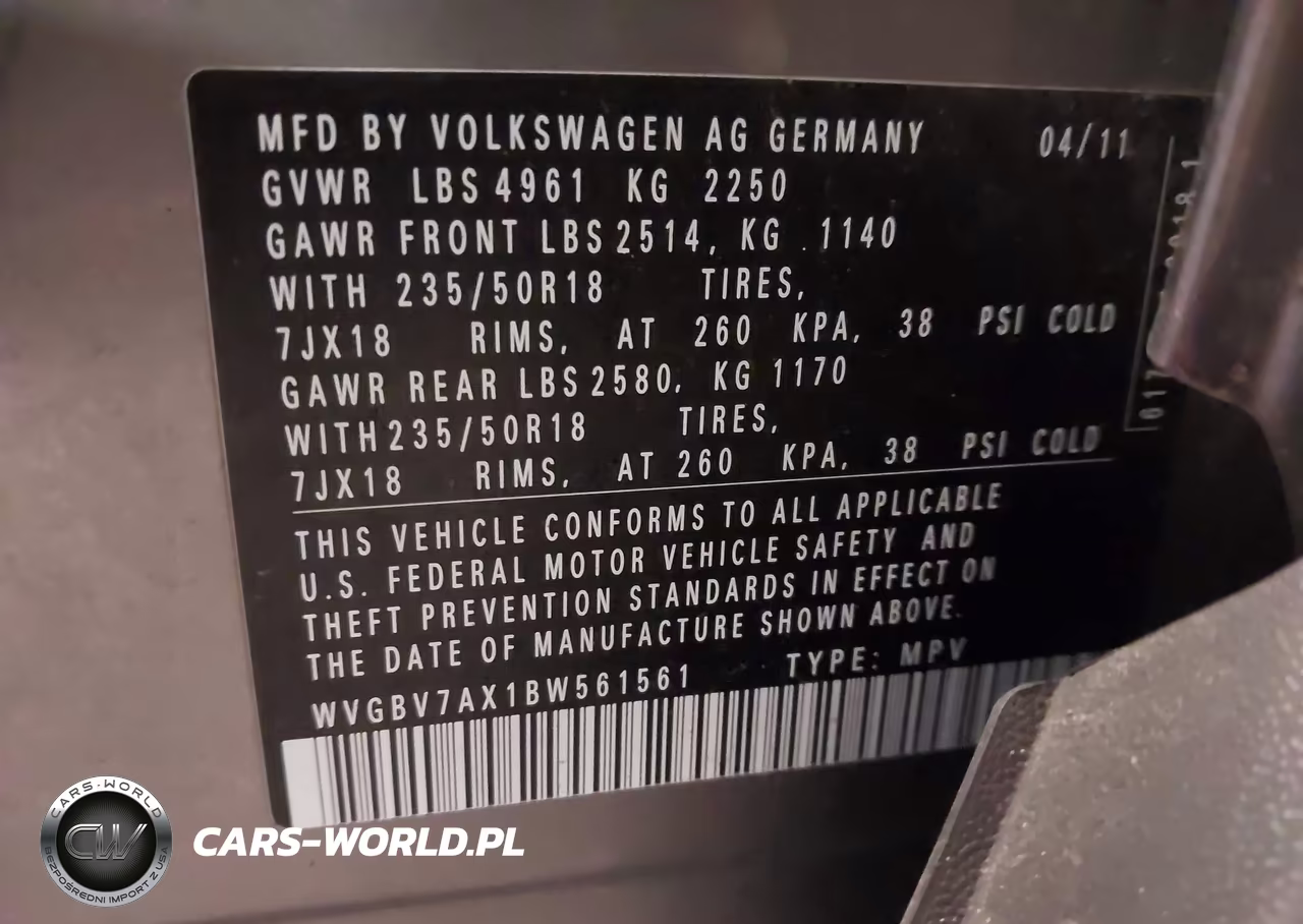 2011 Volkswagen Tiguan Se VIN:WVGBV7AX1BW561561 - 9