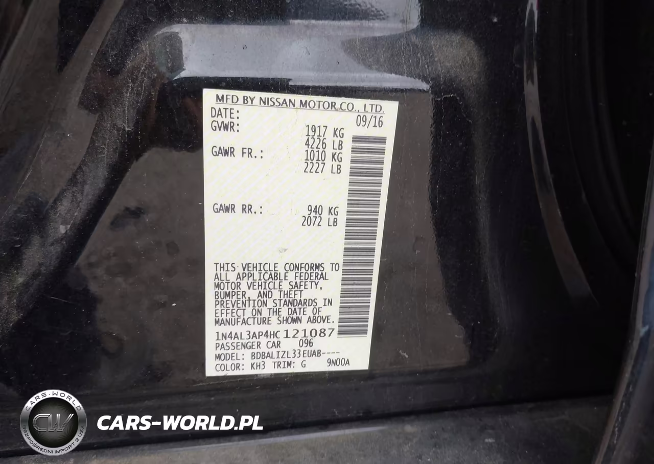 2017 Nissan Altima 2.5-2.5 S-2.5 Sl-2.5 Sr-2.5 Sv VIN:1N4AL3AP4HC121087 - 9