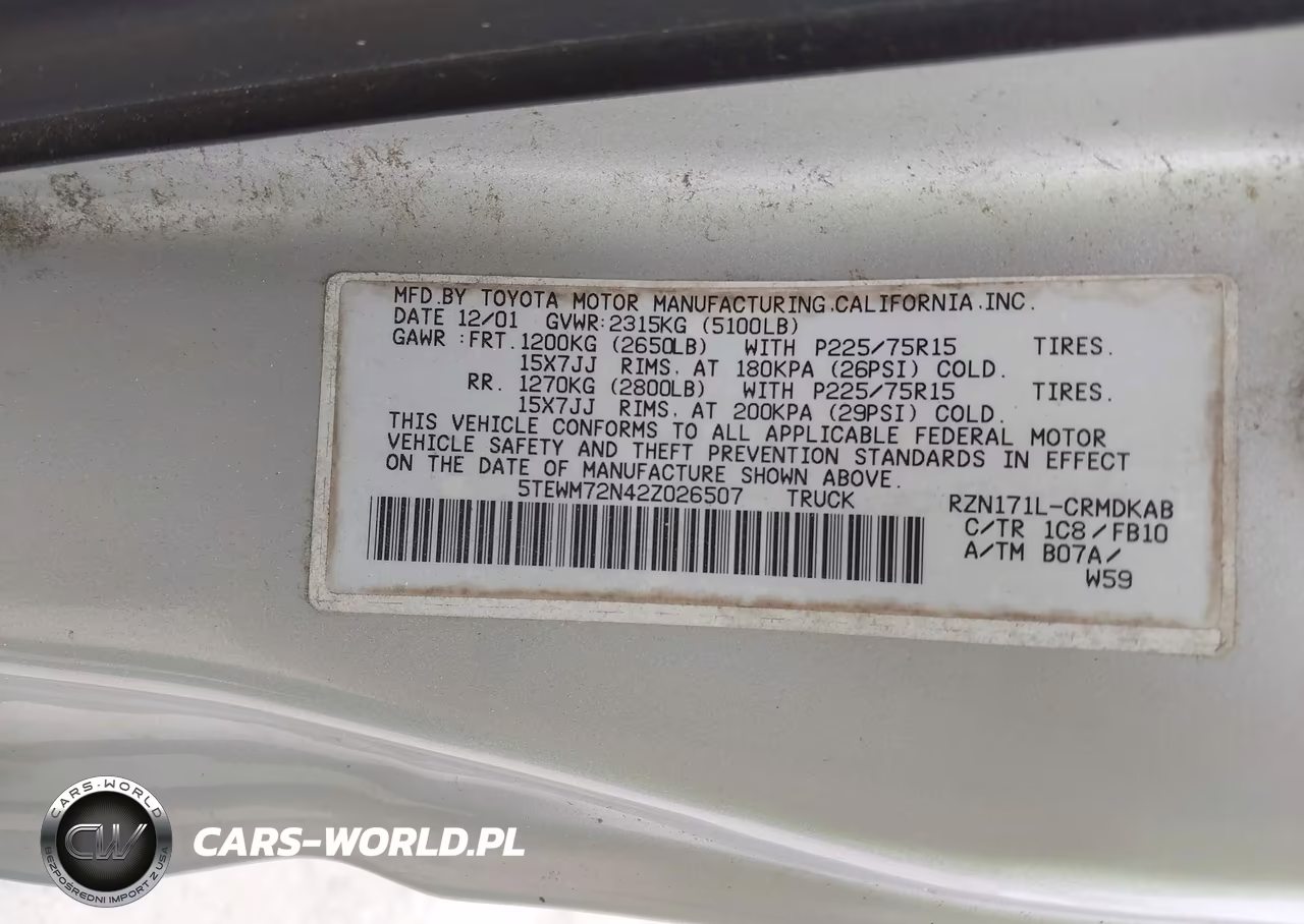 2002 Toyota Tacoma VIN:5TEWM72N42Z026507 - 9