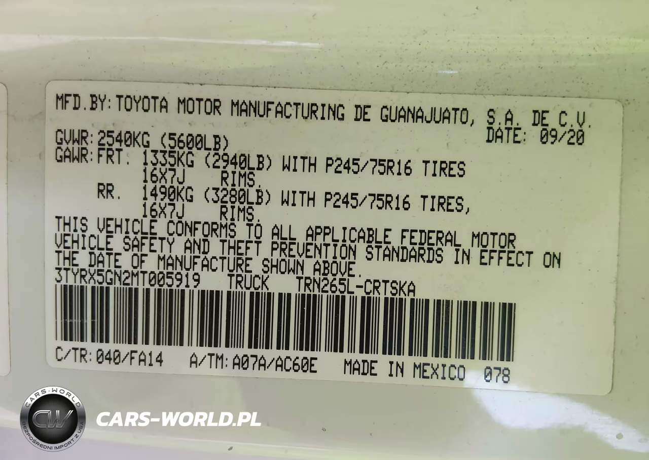 2021 Toyota Tacoma Sr VIN:3TYRX5GN2MT005919 - 9