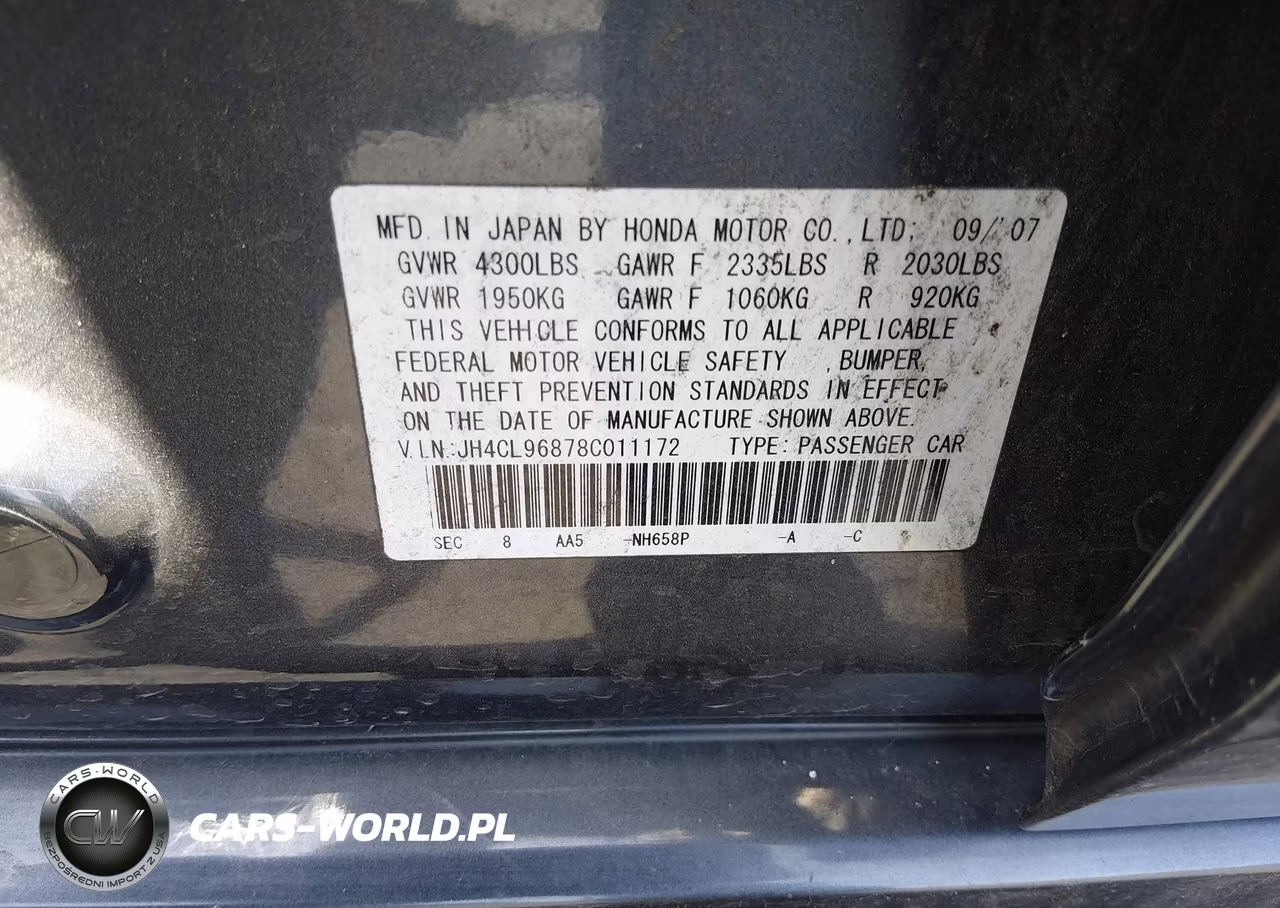 2008 Acura Tsx VIN:JH4CL96878C011172 - 9