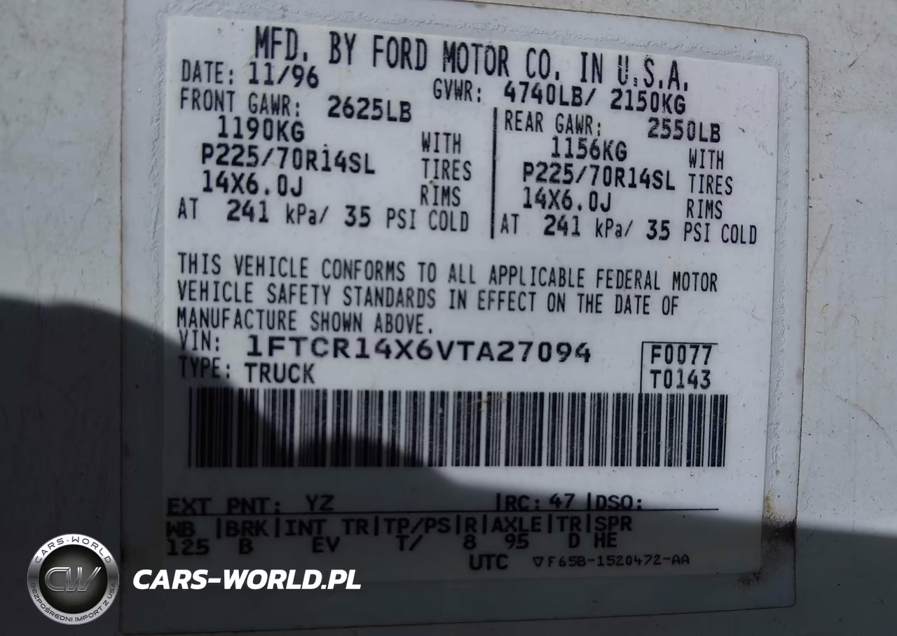 1997 Ford Ranger Splash-Xlt VIN:1FTCR14X6VTA27094 - 9