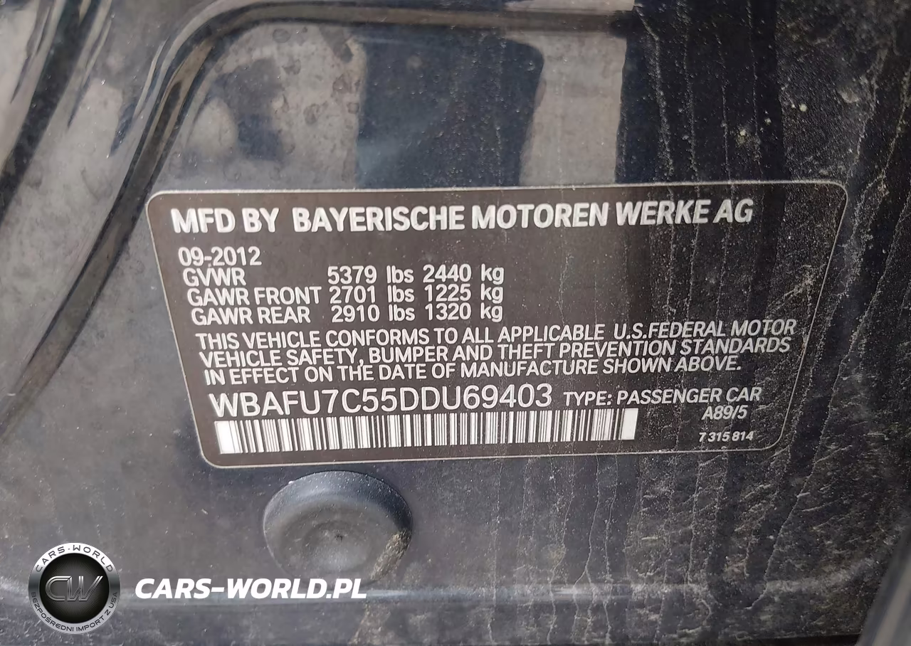 2013 BMW 535I xDrive VIN:WBAFU7C55DDU69403 - 9