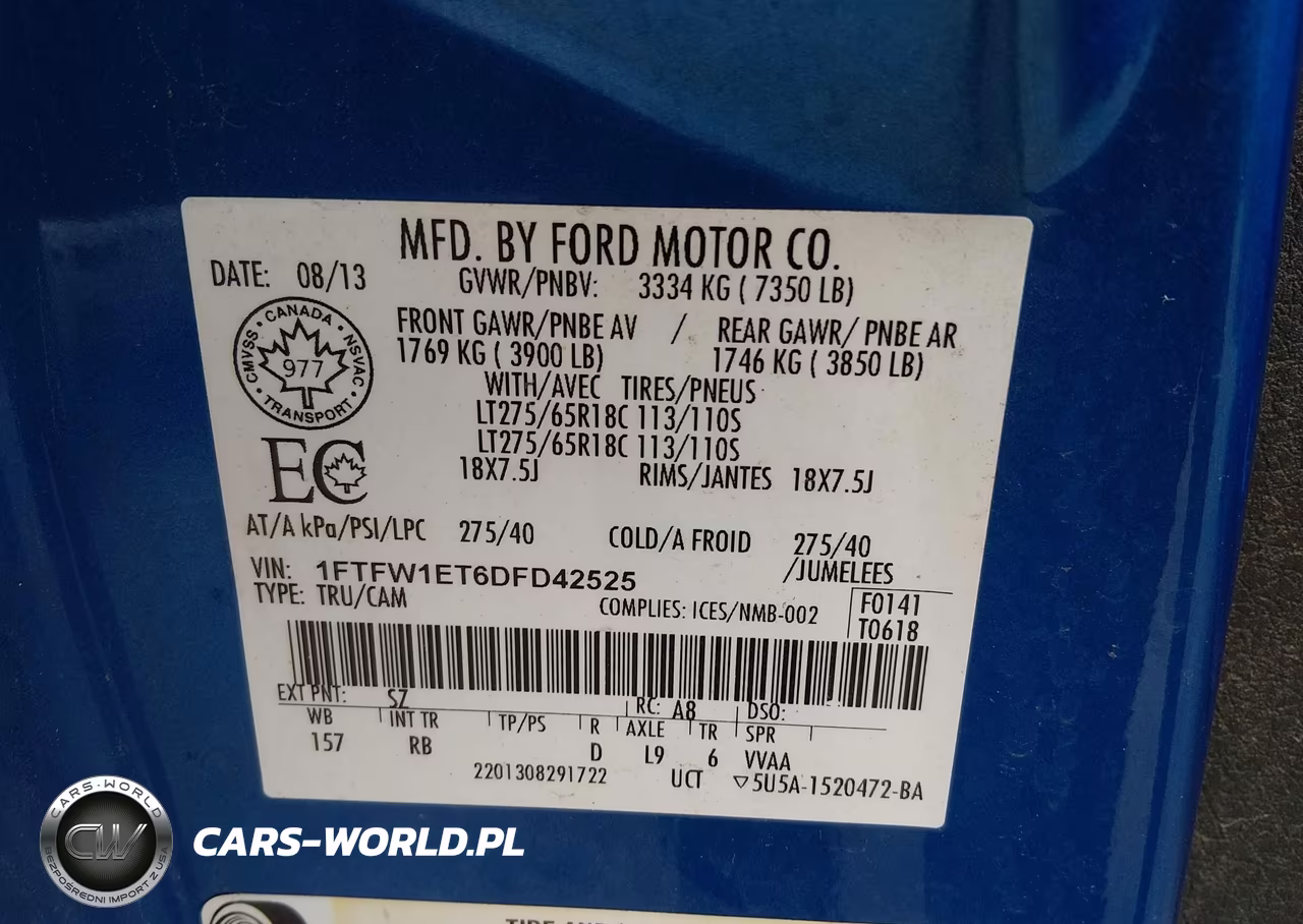2013 Ford F-150 Fx4 VIN:1FTFW1ET6DFD42525 - 9