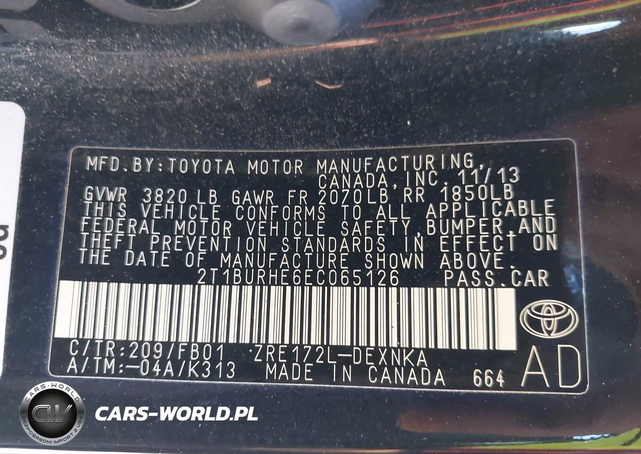 2014 Toyota Corolla Le VIN:2T1BURHE6EC065126 - 9