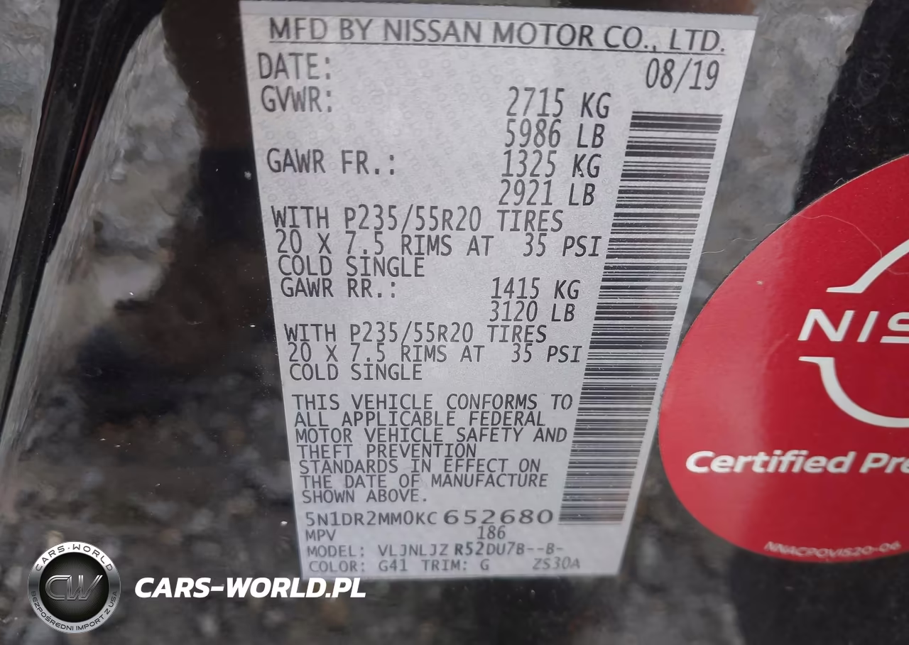 2019 Nissan Pathfinder Platinum VIN:5N1DR2MM0KC652680 - 9