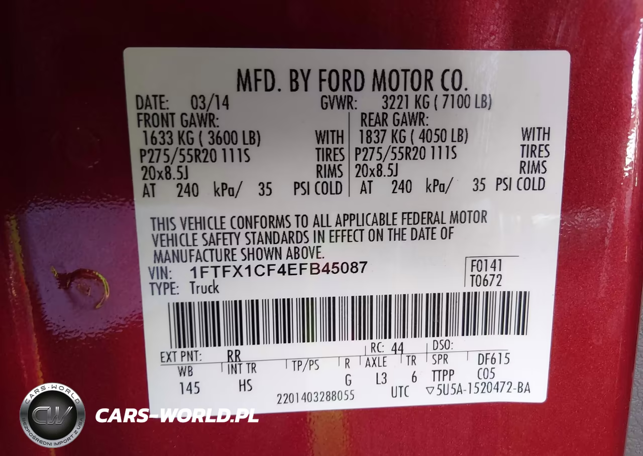 2014 Ford F-150 Lariat VIN:1FTFX1CF4EFB45087 - 9