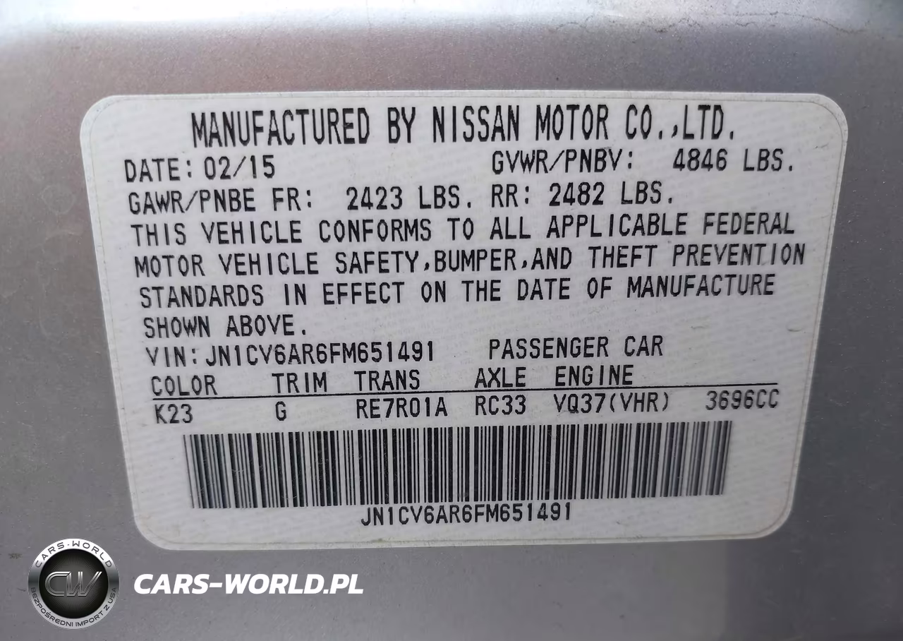 2015 Infiniti Q40 VIN:JN1CV6AR6FM651491 - 9