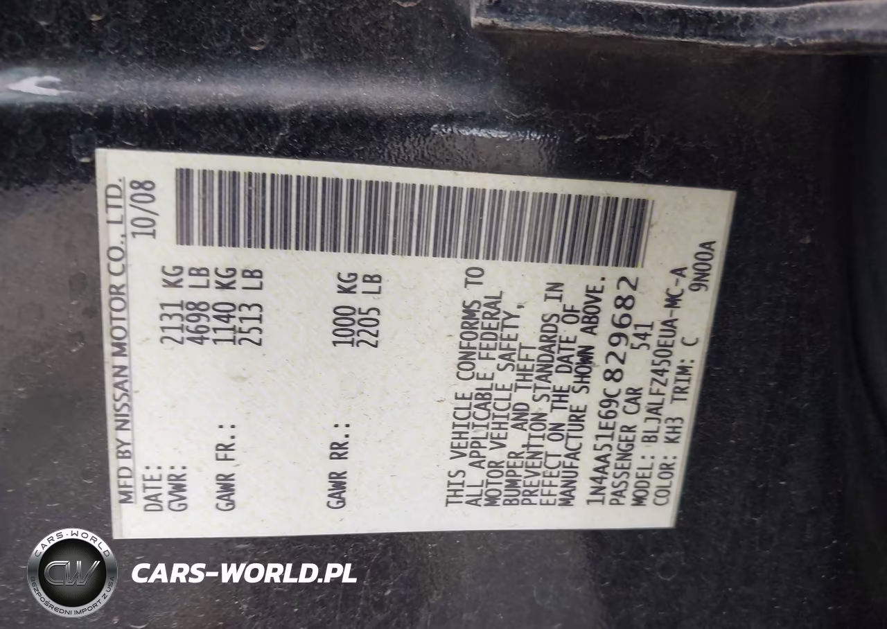 2009 Nissan Maxima 3.5 Sv VIN:1N4AA51E69C829682 - 9