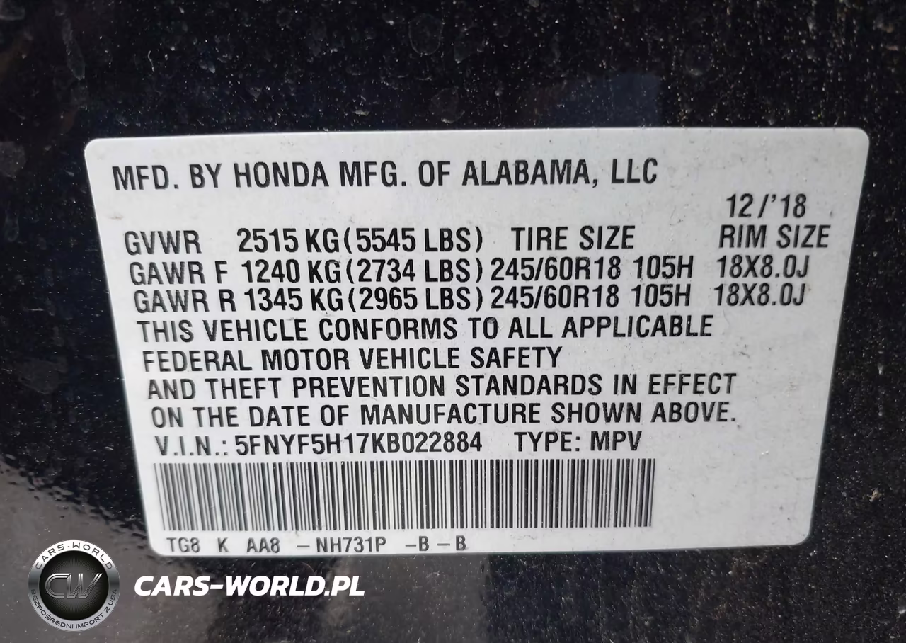 2019 Honda Pilot Lx VIN:5FNYF5H17KB022884 - 9
