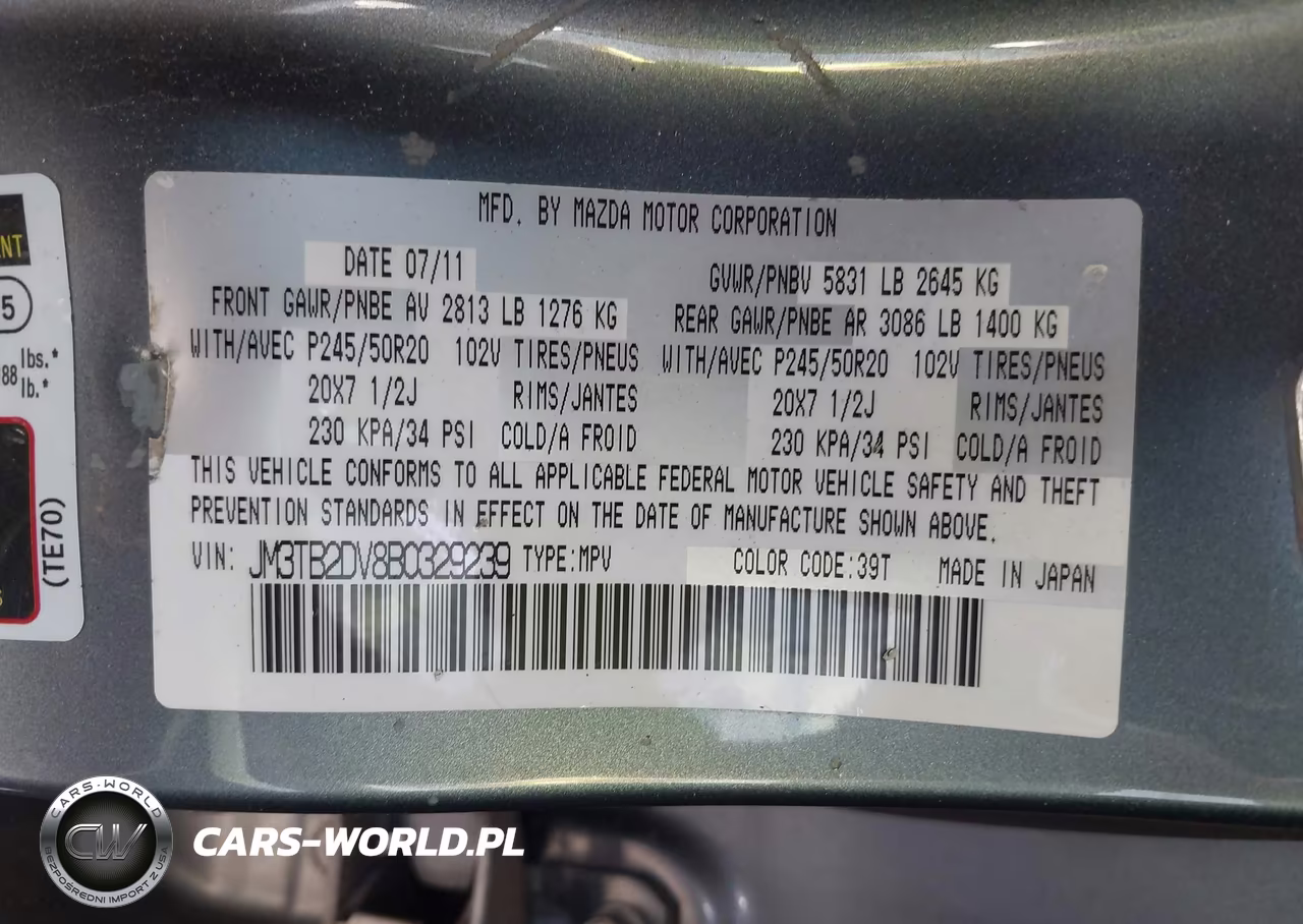 2011 Mazda Cx-9 Grand Touring VIN:JM3TB2DV8B0329239 - 9